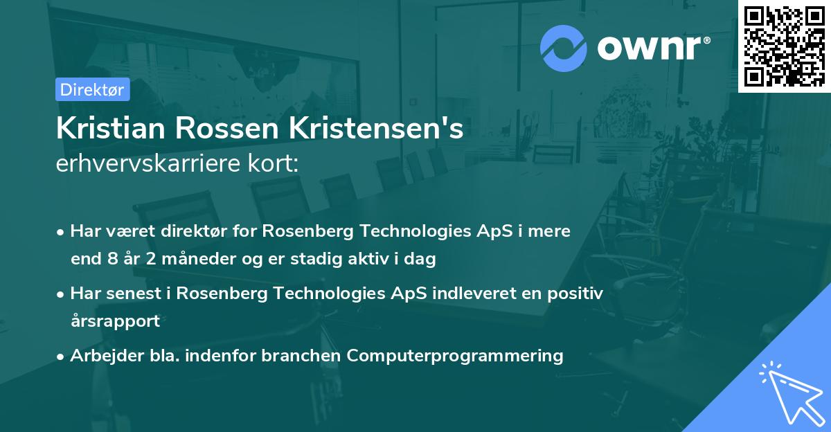 Kristian Rossen Kristensen's erhvervskarriere kort