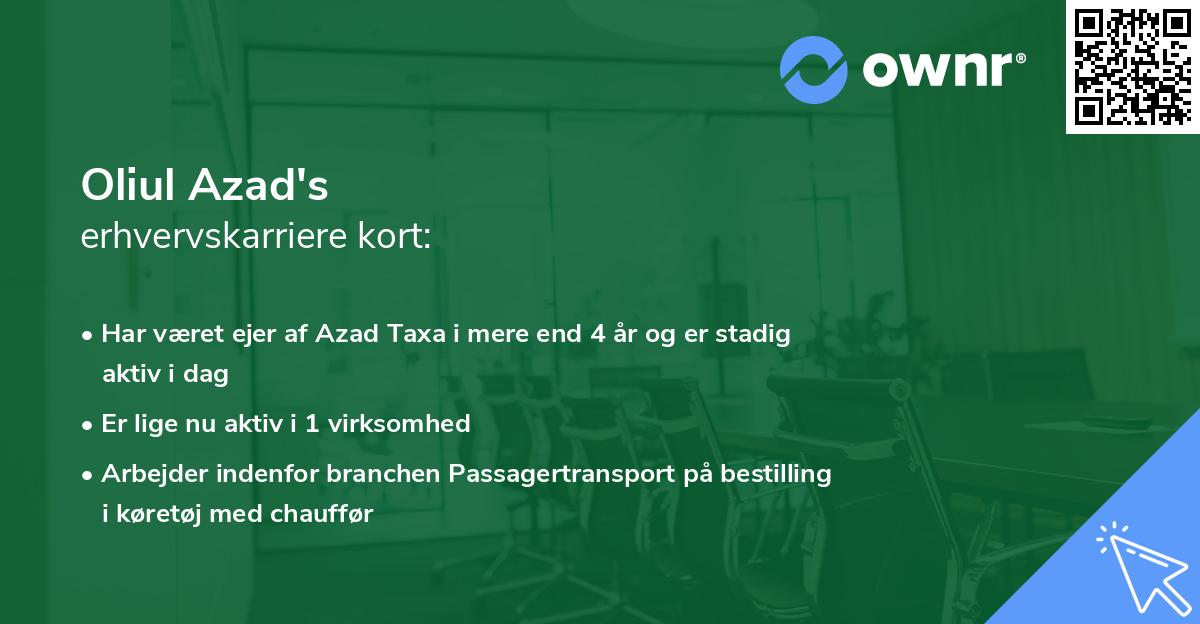 Oliul Azad's erhvervskarriere kort