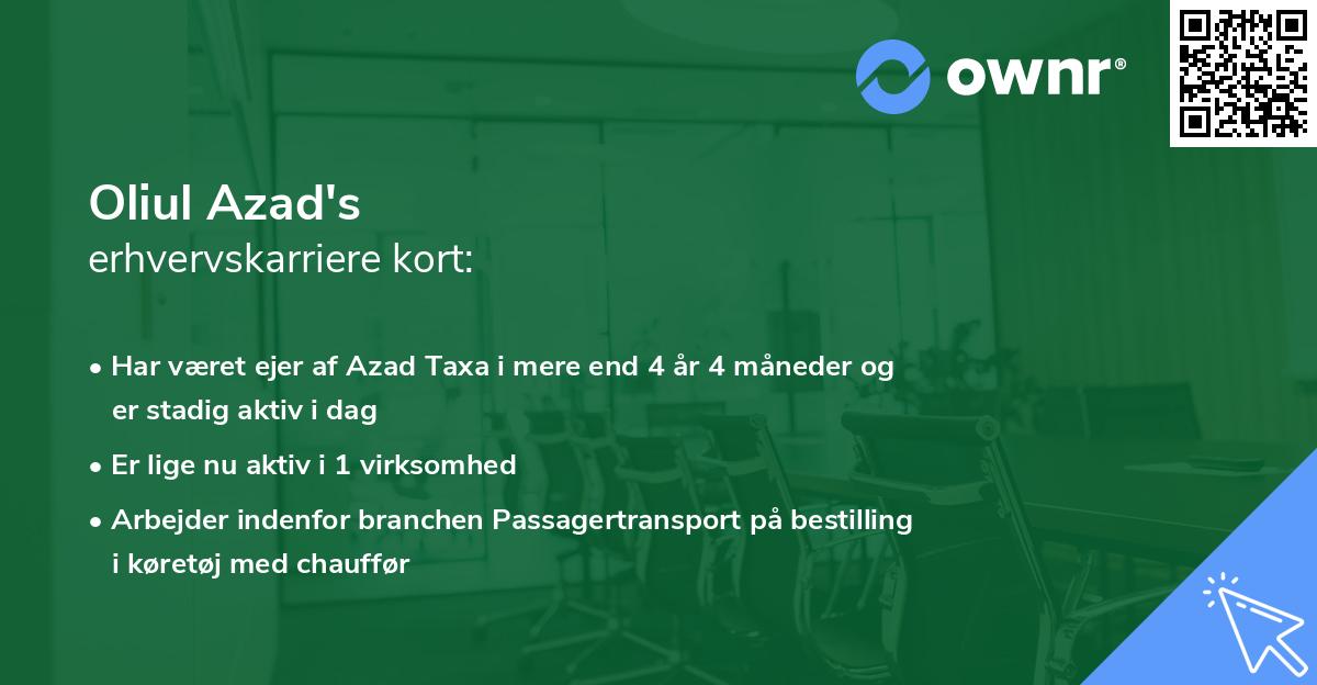 Oliul Azad's erhvervskarriere kort