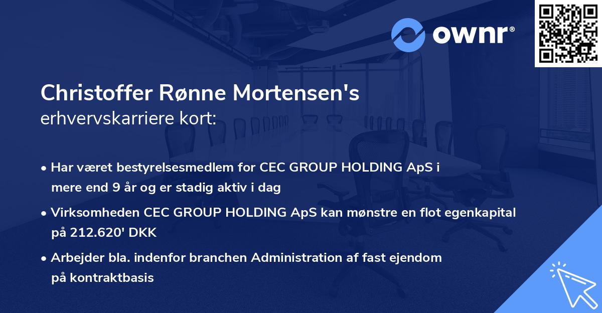 Christoffer Rønne Mortensen's erhvervskarriere kort