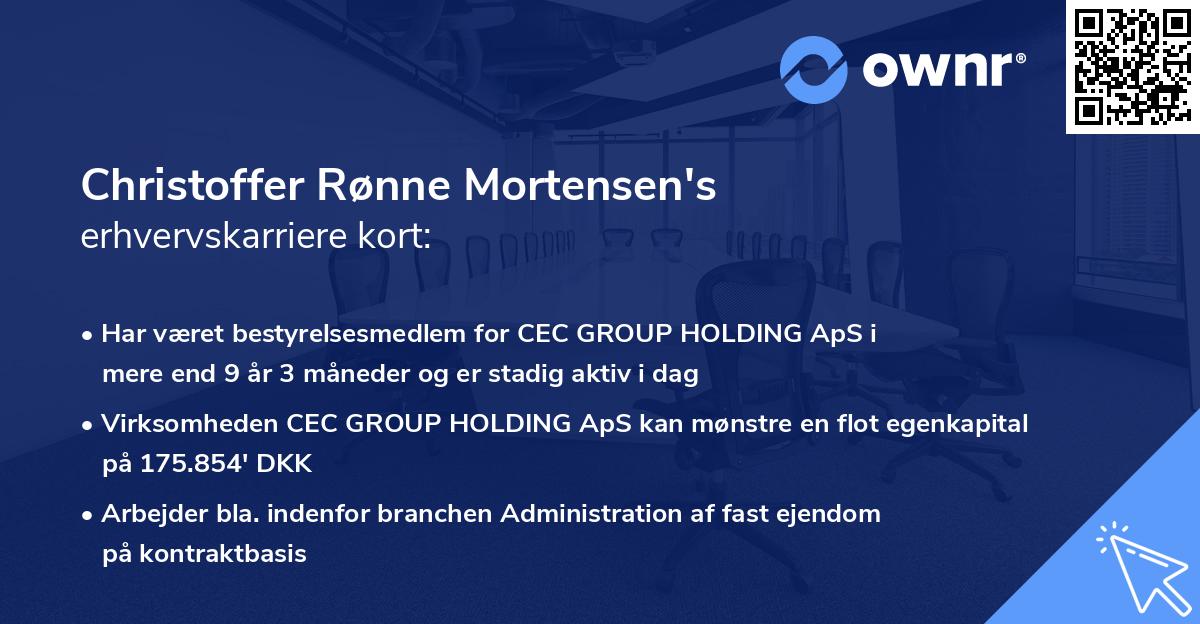 Christoffer Rønne Mortensen's erhvervskarriere kort