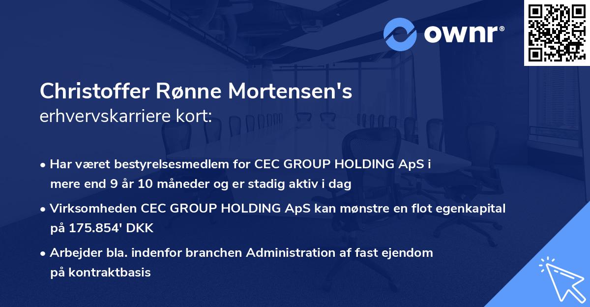 Christoffer Rønne Mortensen's erhvervskarriere kort