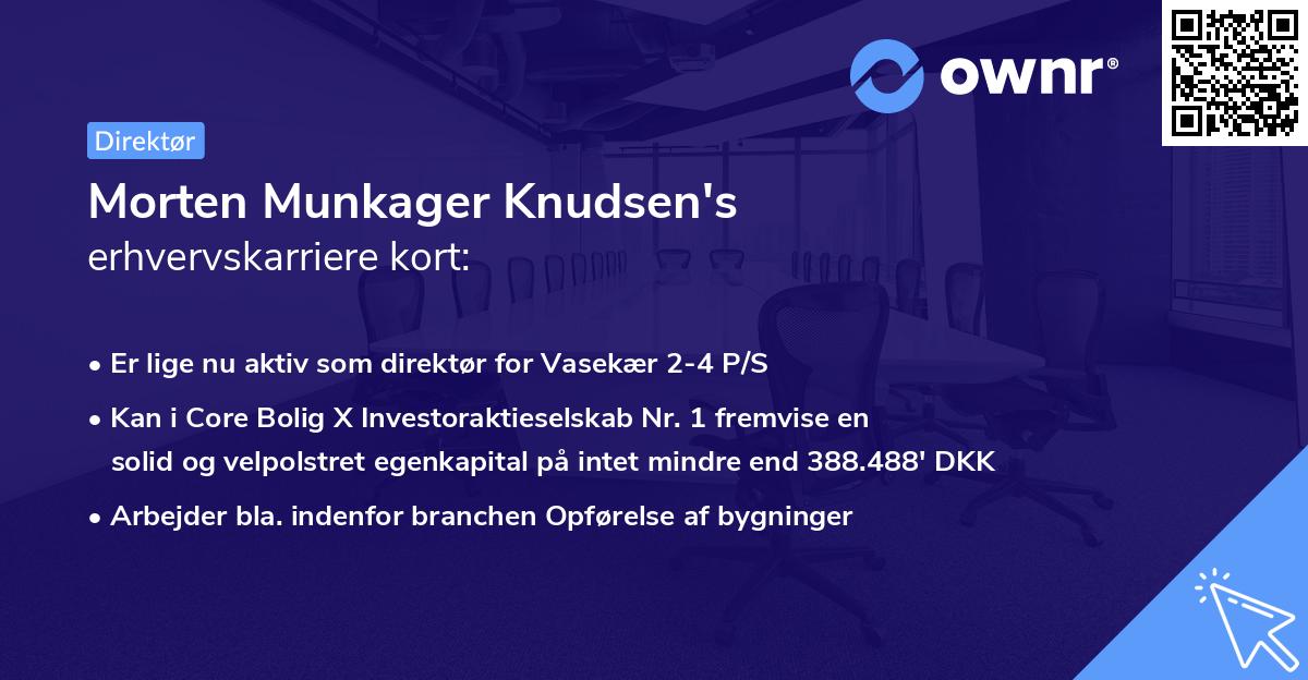 Morten Munkager Knudsen's erhvervskarriere kort