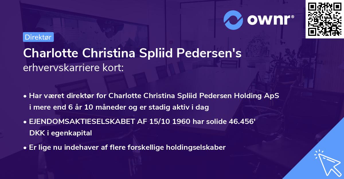 Charlotte Christina Spliid Pedersen's erhvervskarriere kort