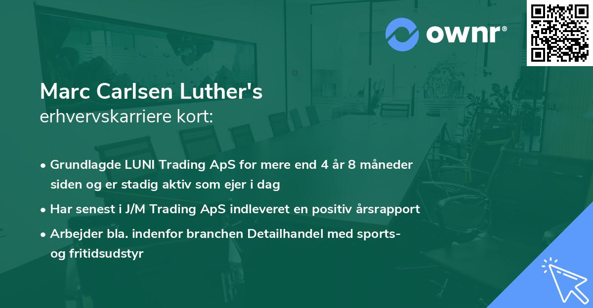 Marc Carlsen Luther's erhvervskarriere kort