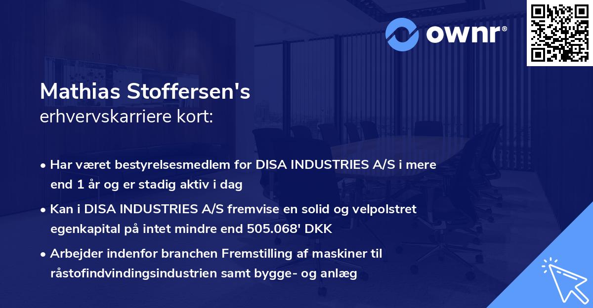 Mathias Stoffersen's erhvervskarriere kort