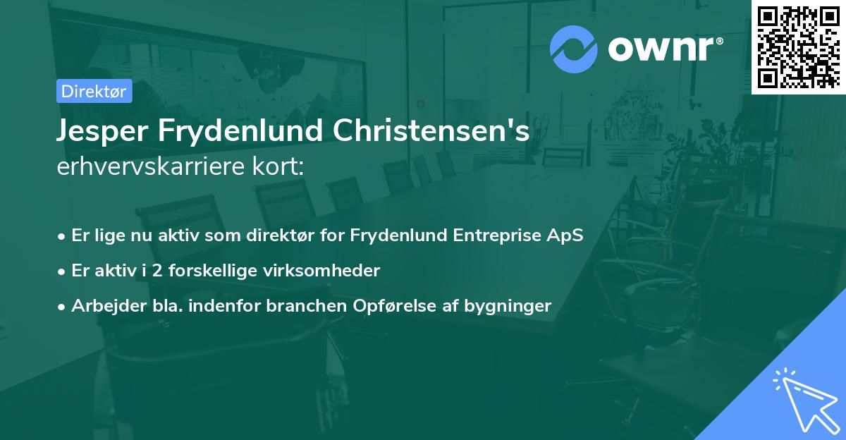 Jesper Frydenlund Christensen's erhvervskarriere kort
