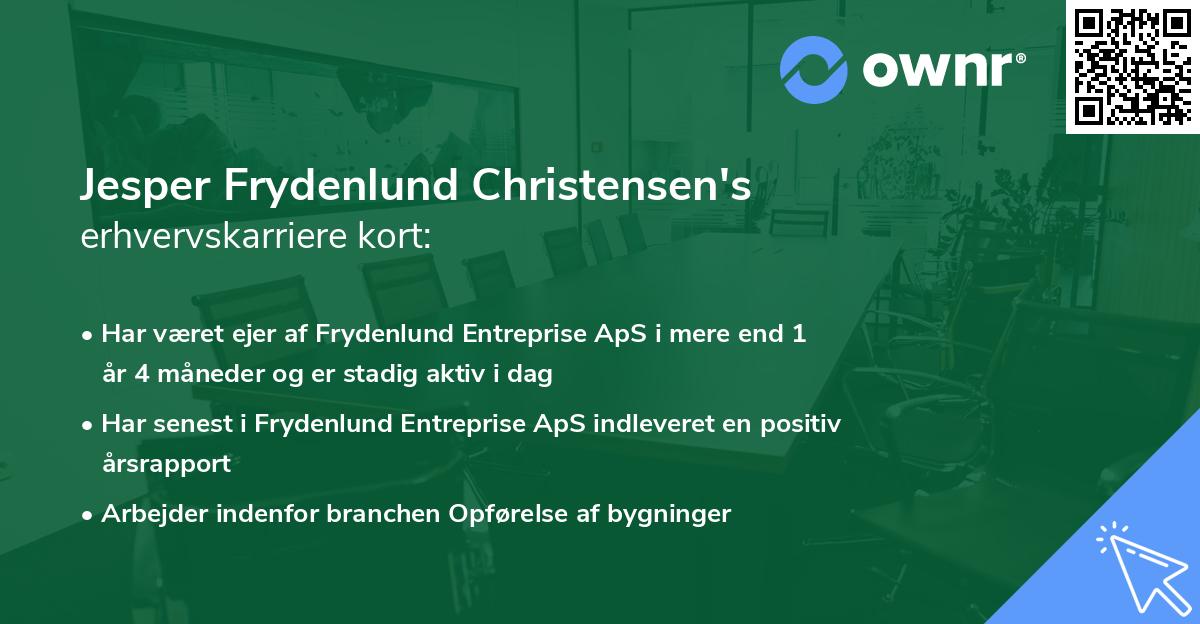 Jesper Frydenlund Christensen's erhvervskarriere kort