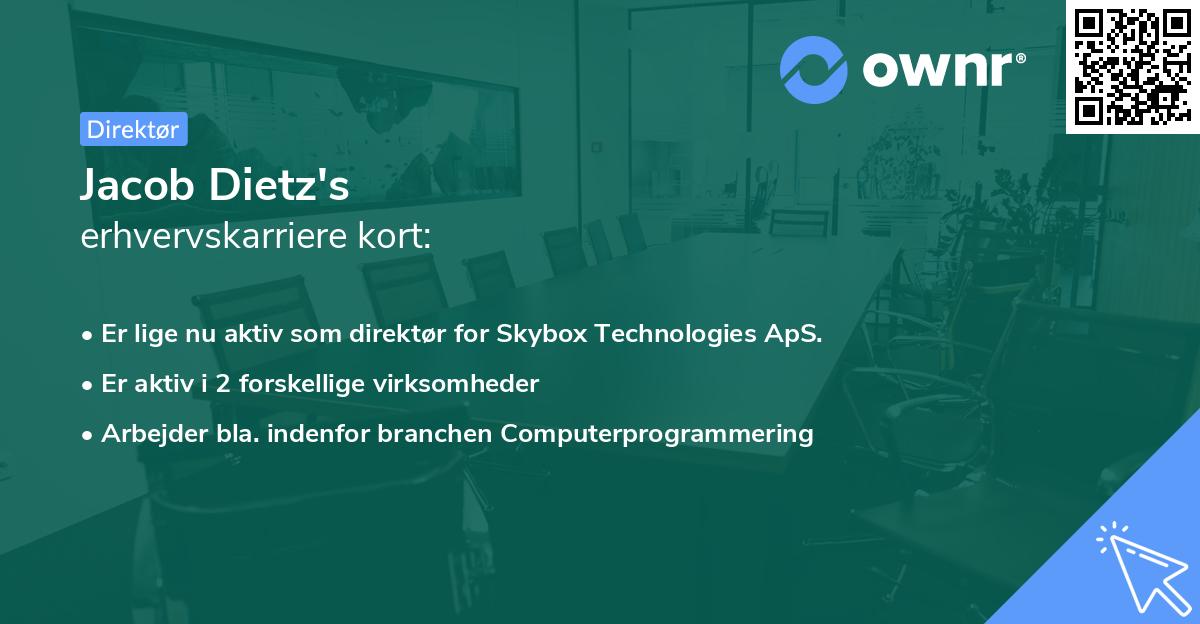 Jacob Dietz's erhvervskarriere kort