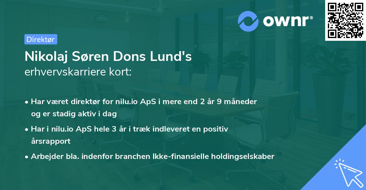 Nikolaj Søren Dons Lund's erhvervskarriere kort