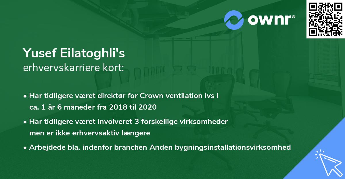 Yusef Eilatoghli's erhvervskarriere kort