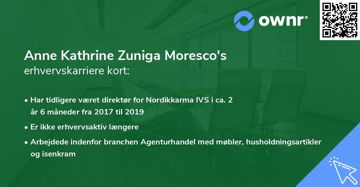 Anne Kathrine Zuniga Moresco's erhvervskarriere kort