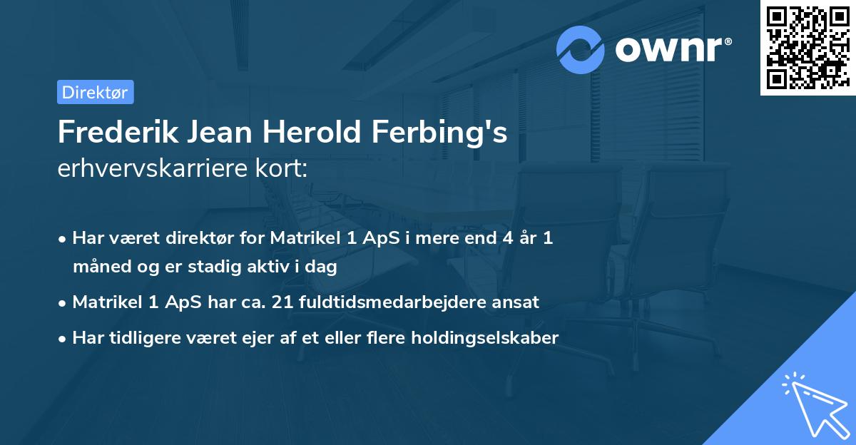 Frederik Jean Herold Ferbing's erhvervskarriere kort