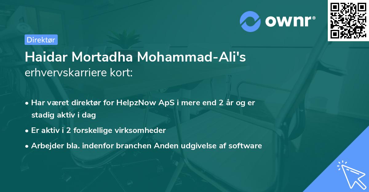 Haidar Mortadha Mohammad-Ali's erhvervskarriere kort