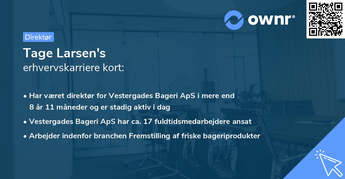 Tage Larsen's erhvervskarriere kort