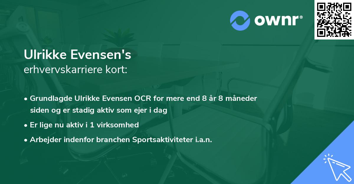 Ulrikke Evensen's erhvervskarriere kort