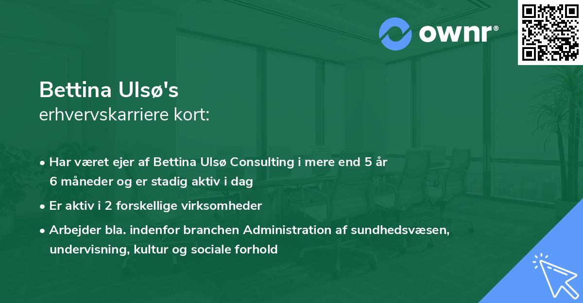 Bettina Ulsø's erhvervskarriere kort