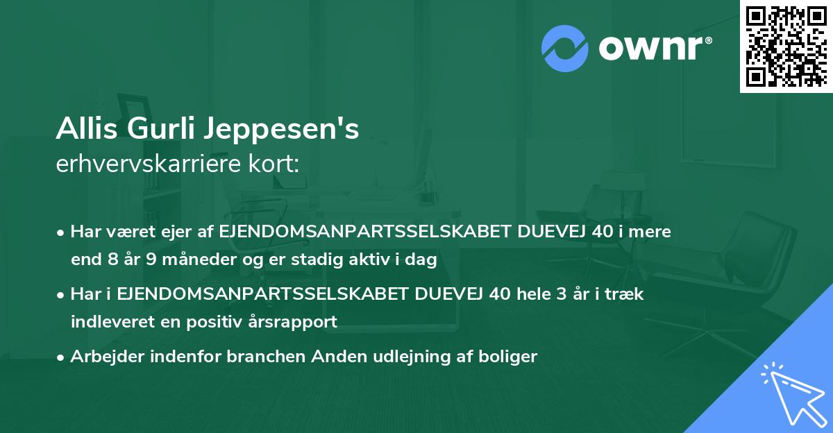 Allis Gurli Jeppesen's erhvervskarriere kort