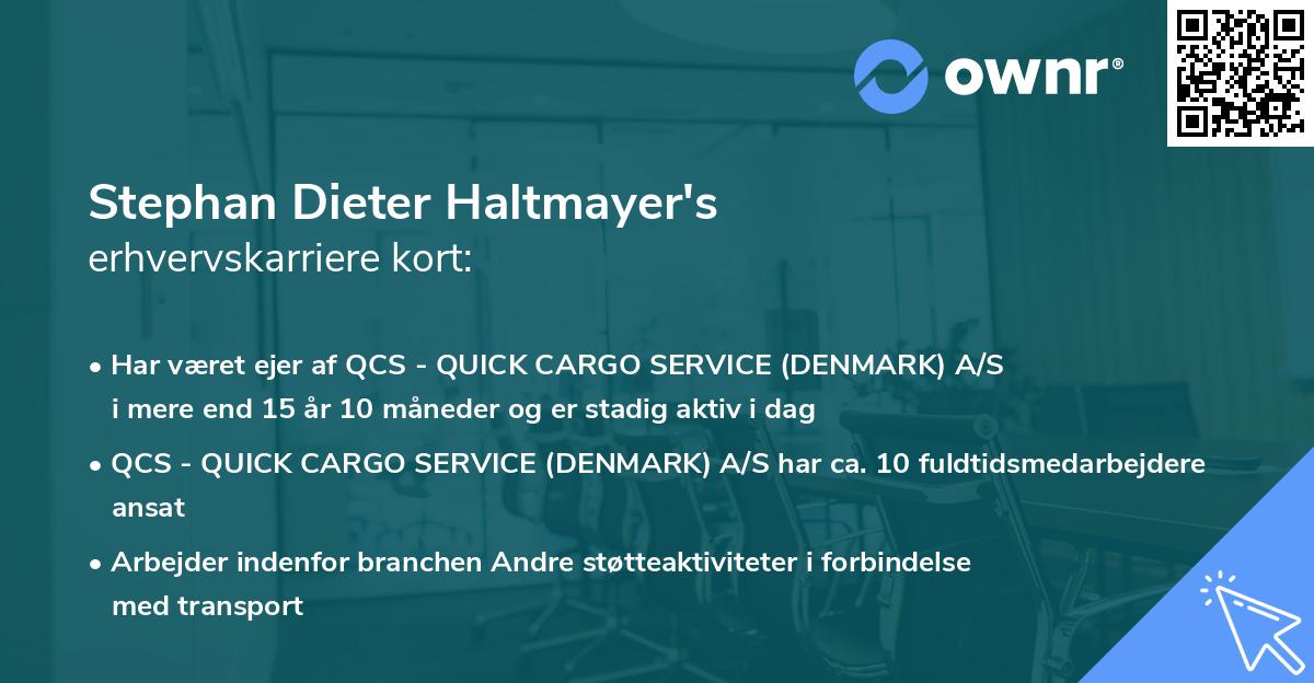 Stephan Dieter Haltmayer's erhvervskarriere kort