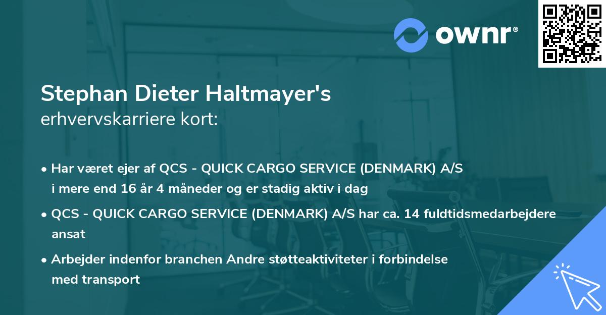 Stephan Dieter Haltmayer's erhvervskarriere kort