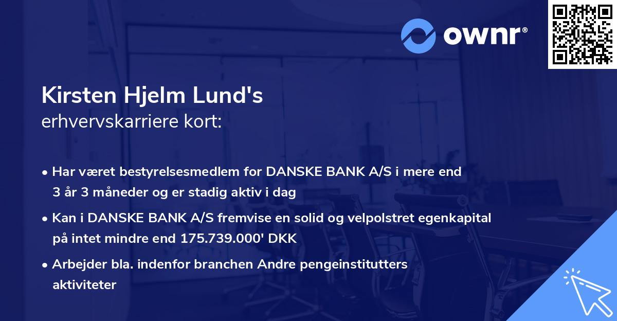 Kirsten Hjelm Lund's erhvervskarriere kort