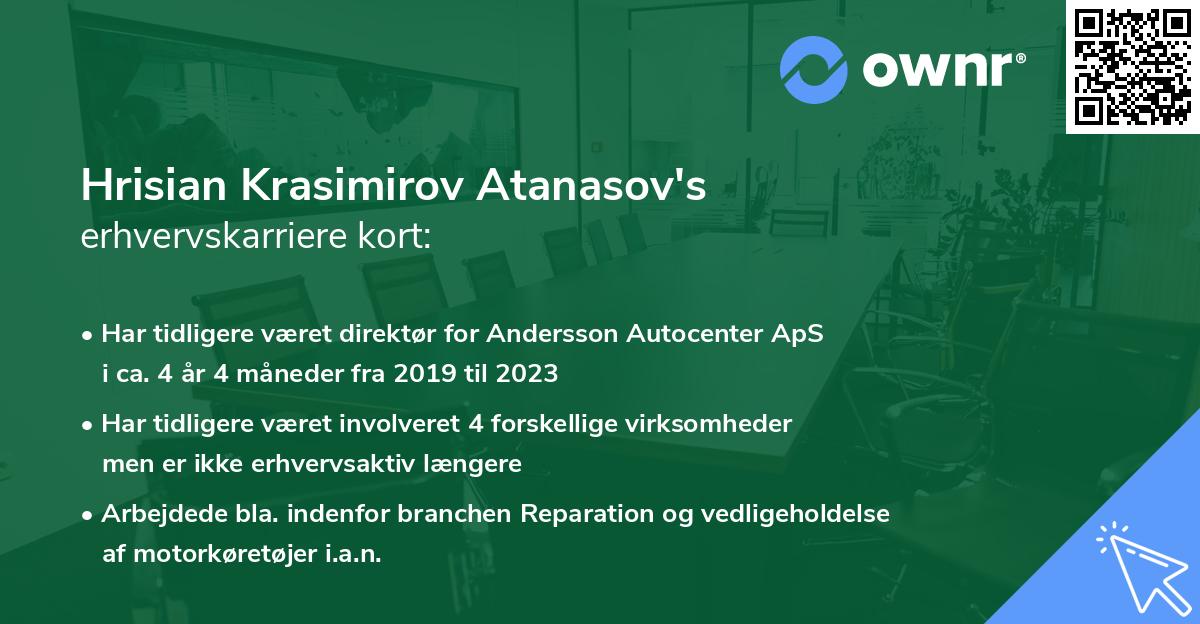 Hrisian Krasimirov Atanasov's erhvervskarriere kort