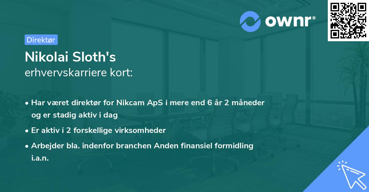 Nikolai Sloth's erhvervskarriere kort