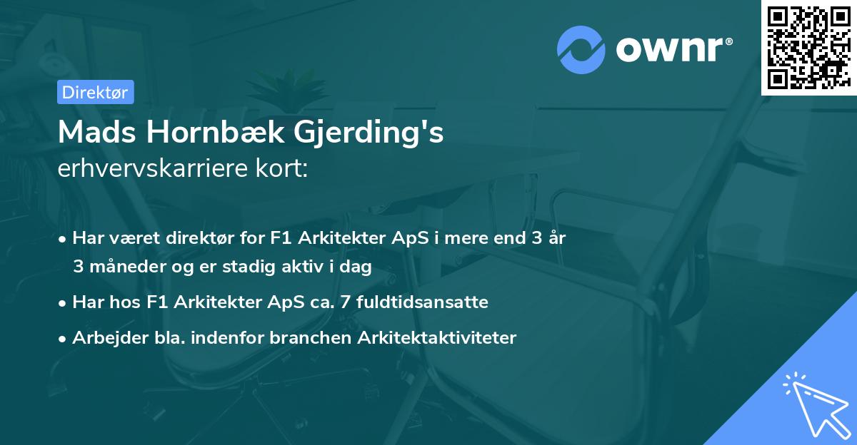 Mads Hornbæk Gjerding's erhvervskarriere kort