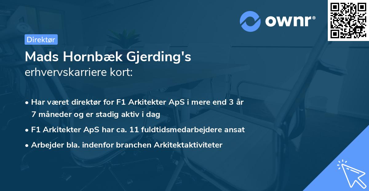 Mads Hornbæk Gjerding's erhvervskarriere kort