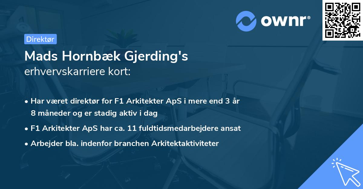 Mads Hornbæk Gjerding's erhvervskarriere kort