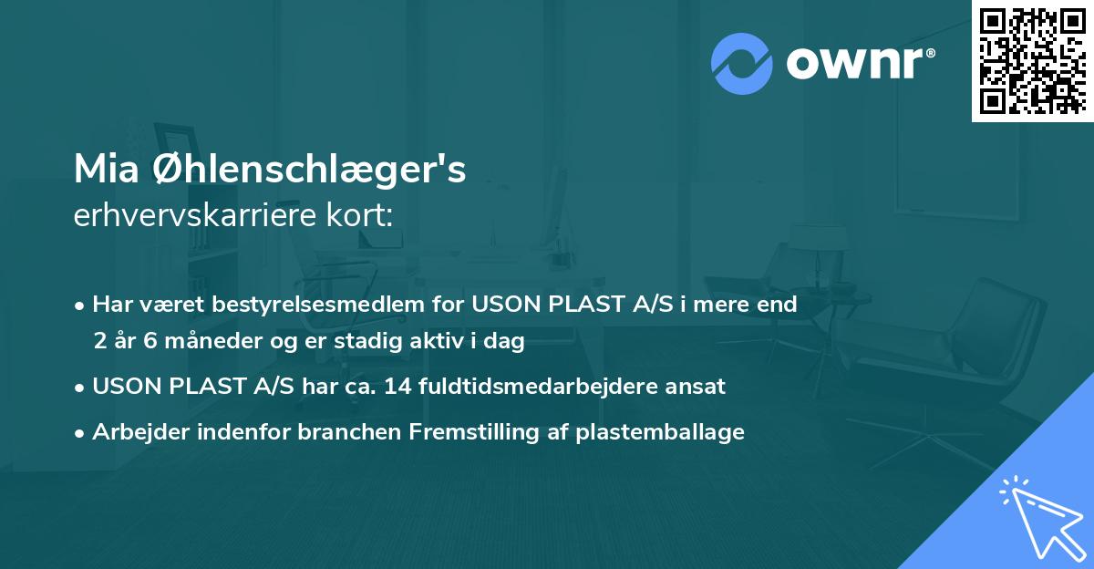 Mia Øhlenschlæger's erhvervskarriere kort