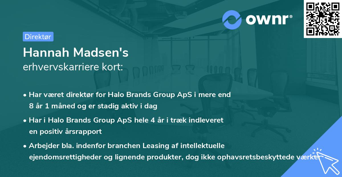 Hannah Madsen's erhvervskarriere kort