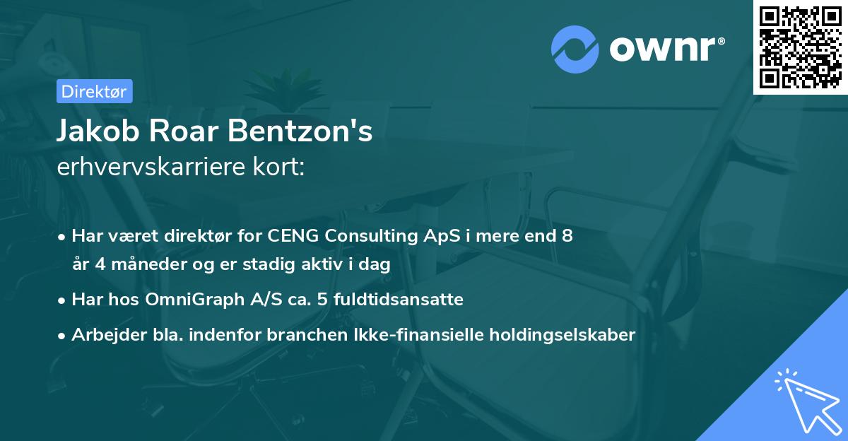 Jakob Roar Bentzon's erhvervskarriere kort