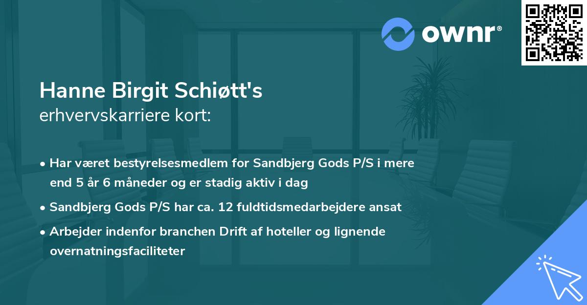 Hanne Birgit Schiøtt's erhvervskarriere kort