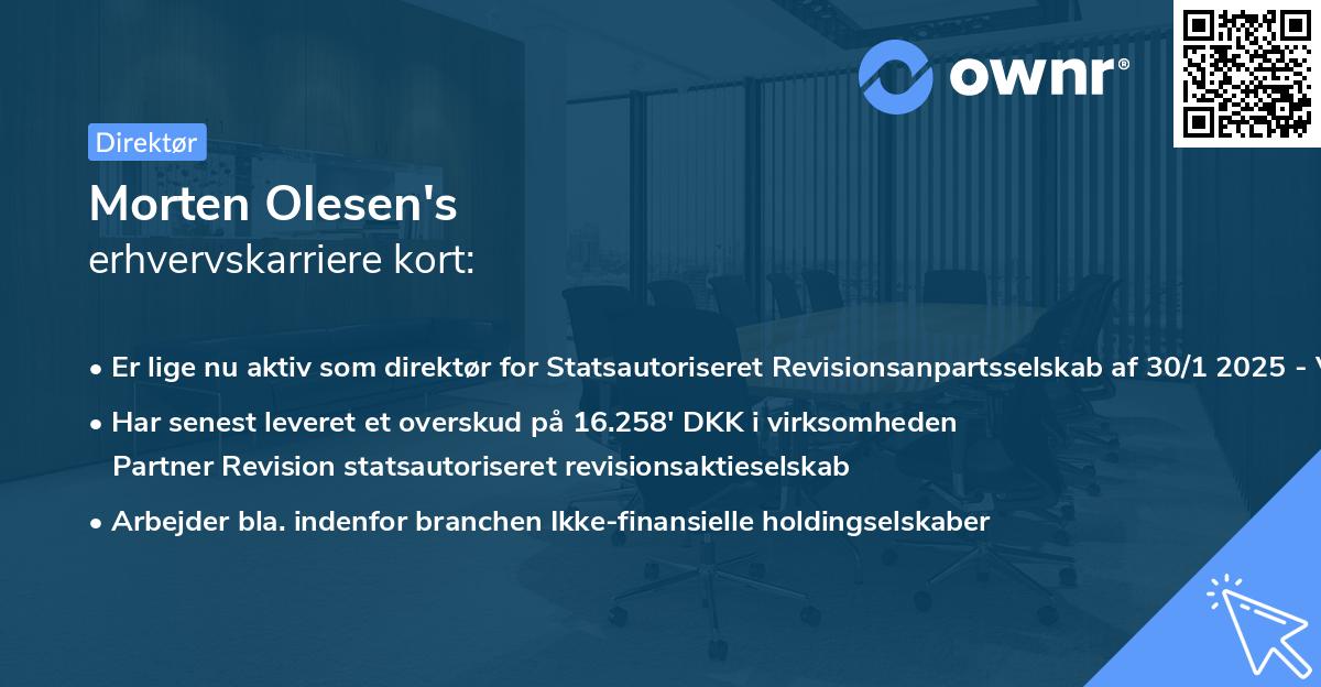 Morten Olesen's erhvervskarriere kort