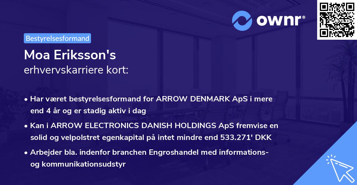 Moa Eriksson's erhvervskarriere kort