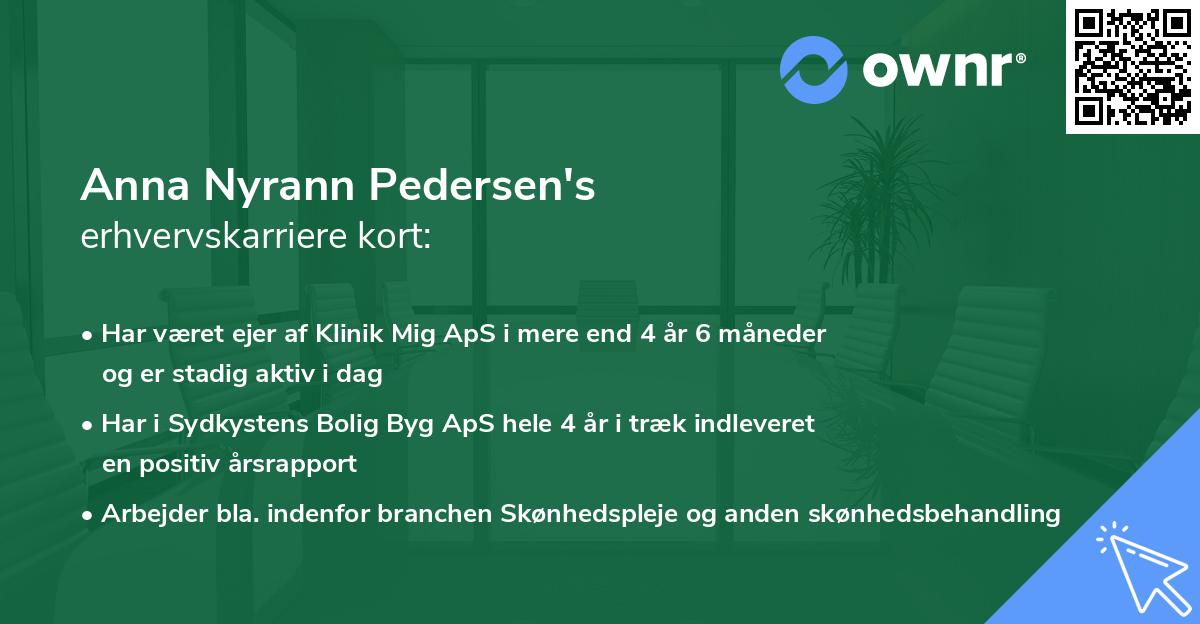 Anna Nyrann Pedersen's erhvervskarriere kort