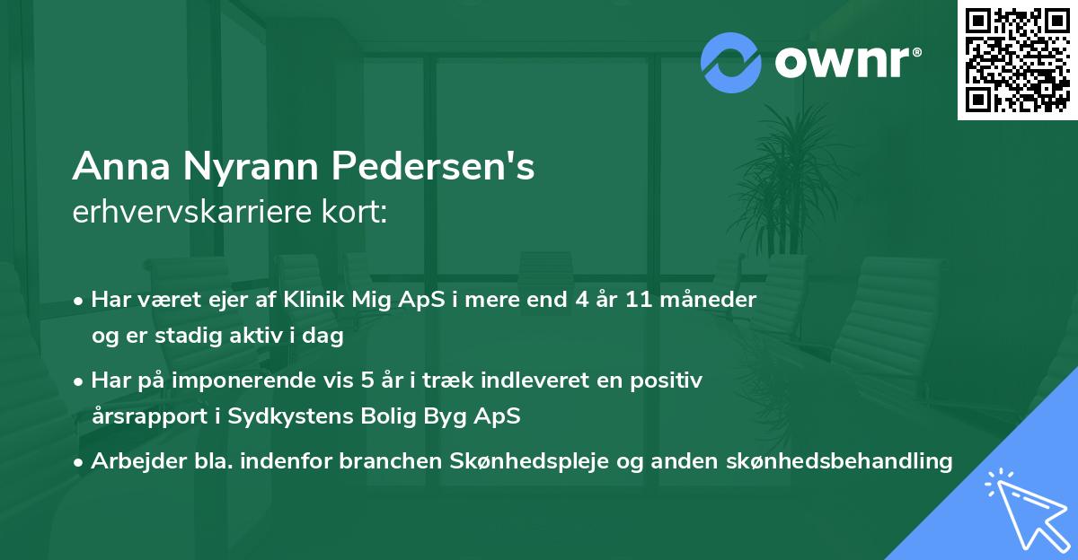 Anna Nyrann Pedersen's erhvervskarriere kort