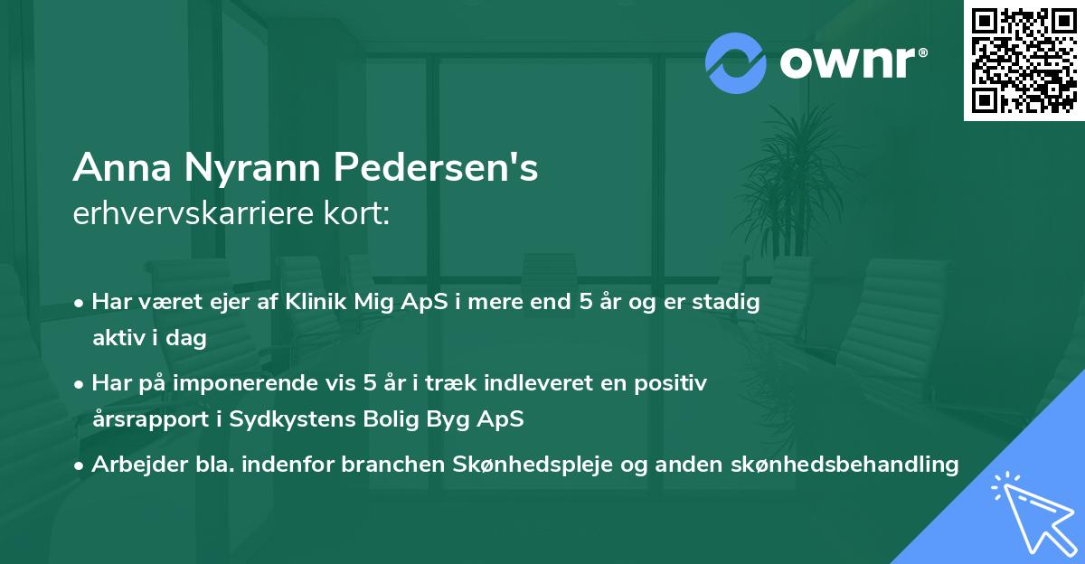 Anna Nyrann Pedersen's erhvervskarriere kort