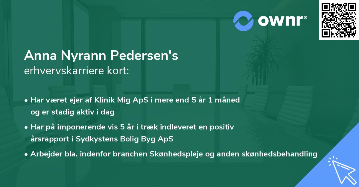 Anna Nyrann Pedersen's erhvervskarriere kort