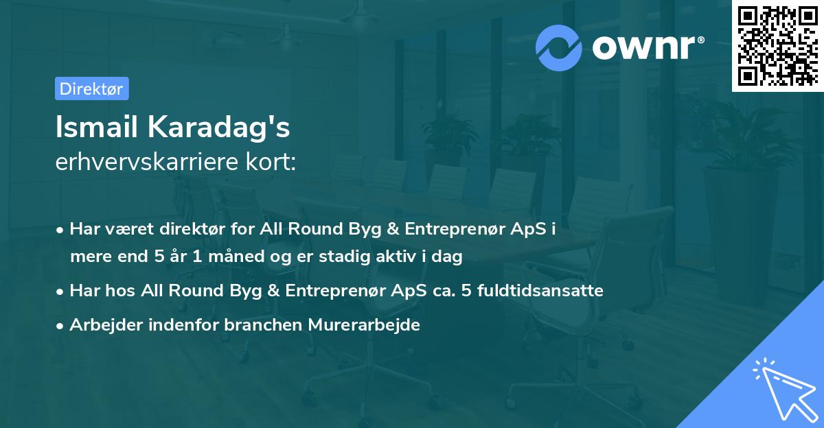 Ismail Karadag's erhvervskarriere kort