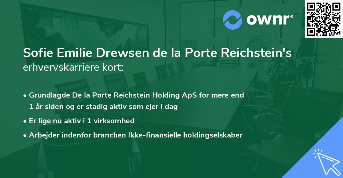 Sofie Emilie Drewsen de la Porte Reichstein's erhvervskarriere kort
