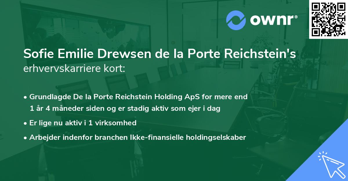 Sofie Emilie Drewsen de la Porte Reichstein's erhvervskarriere kort