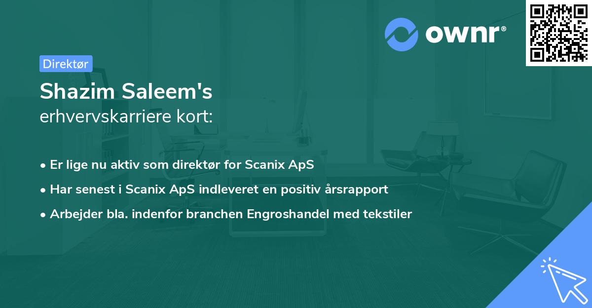 Shazim Saleem's erhvervskarriere kort