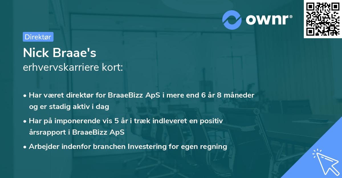 Nick Braae's erhvervskarriere kort