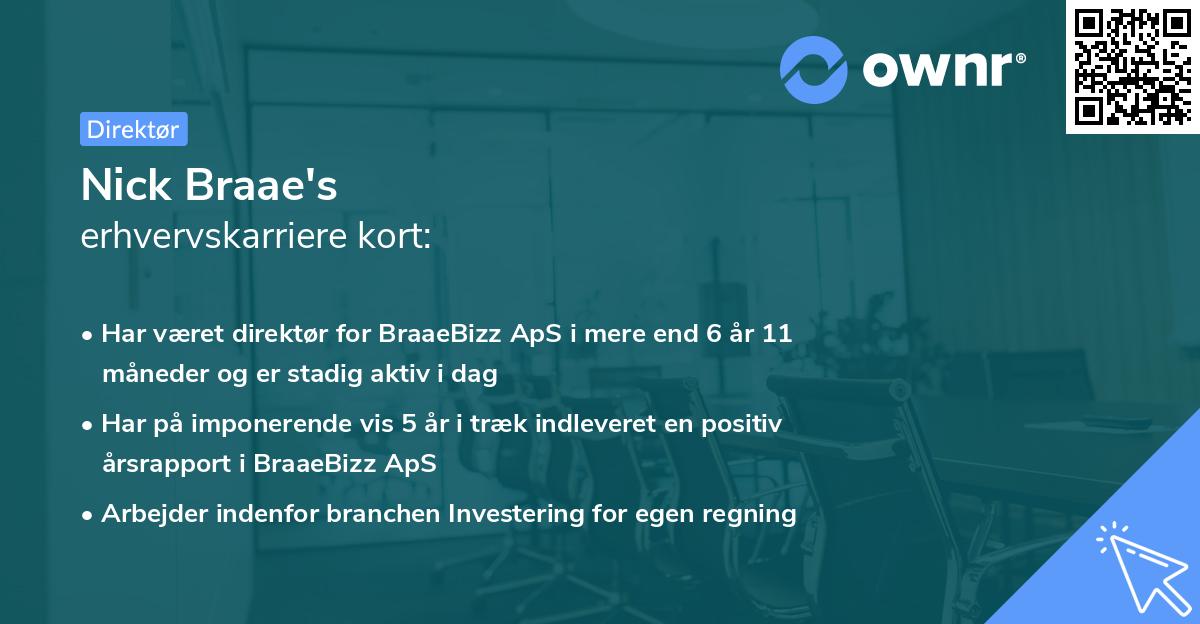 Nick Braae's erhvervskarriere kort