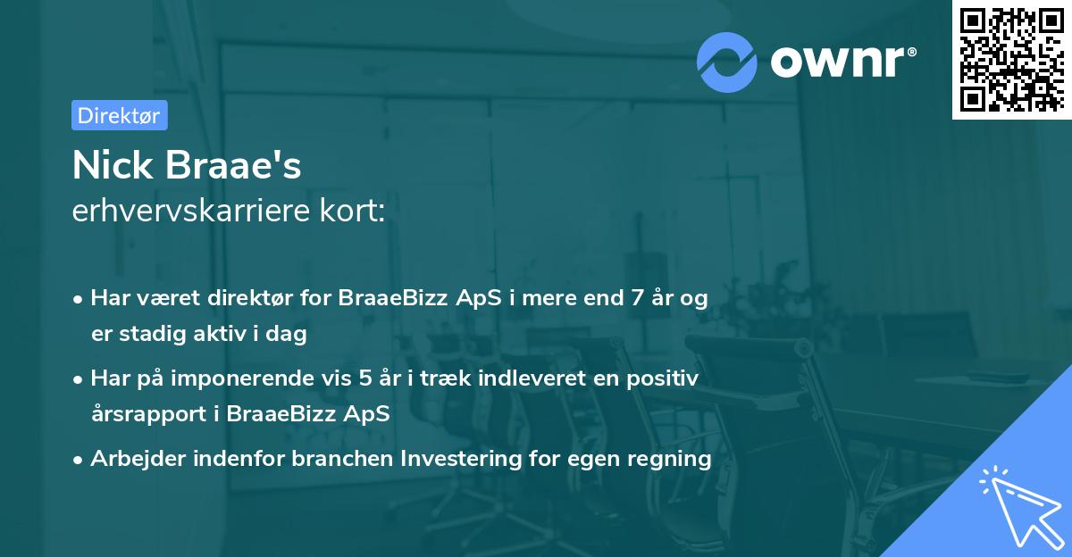 Nick Braae's erhvervskarriere kort