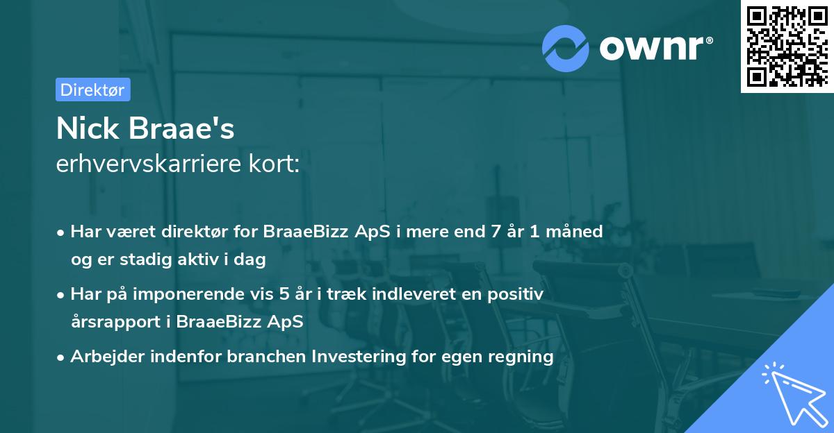 Nick Braae's erhvervskarriere kort