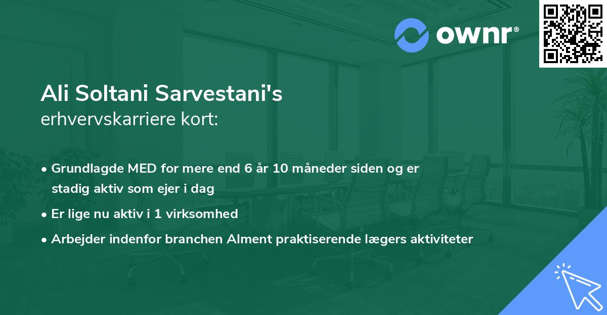 Ali Soltani Sarvestani's erhvervskarriere kort