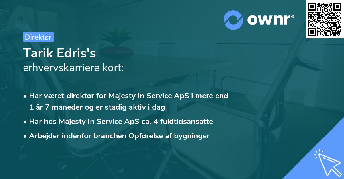 Tarik Edris's erhvervskarriere kort